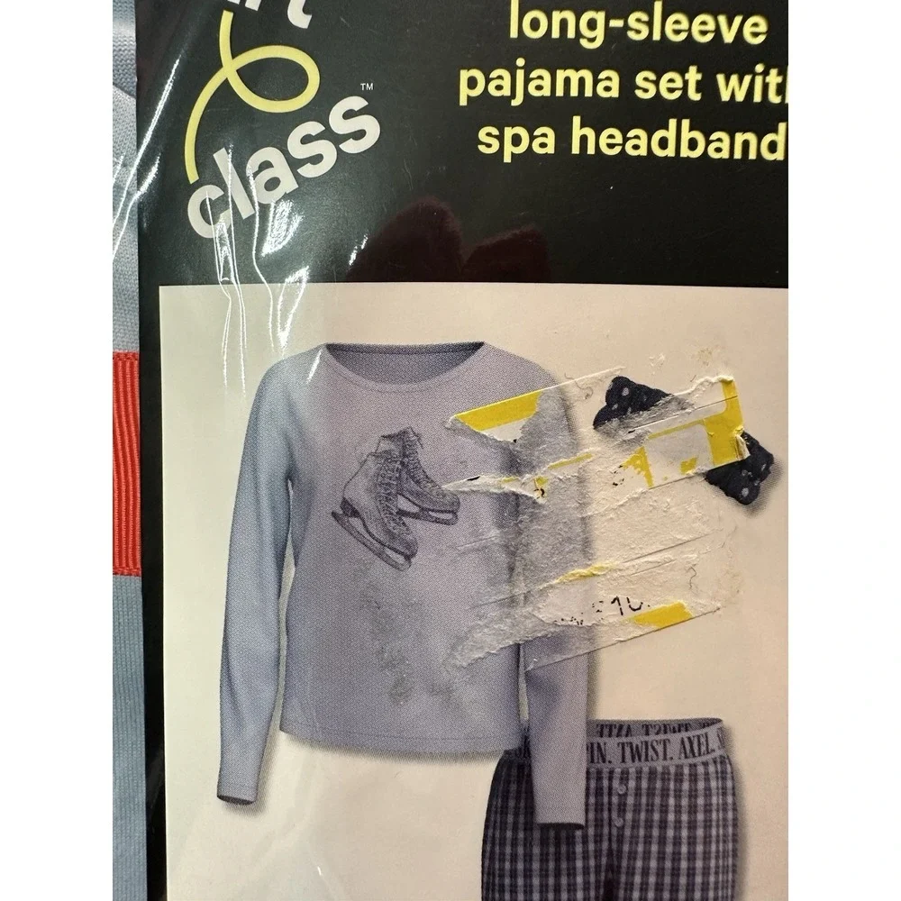 Art Class Long Sleeve Pajamas Set With Spa Headband. Girls Youth Size Medium.